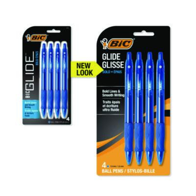 Glide Bold Ballpoint Pen, Retractable, Bold 1.6 Mm, Blue Ink, Translucent Blue Barrel, 4/Pack