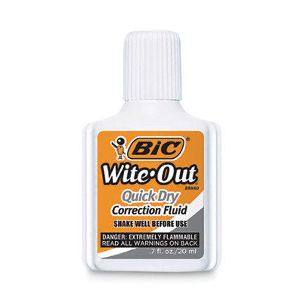 Wite-Out Quick Dry Correction Fluid, Foam Brush Tip Applicator, 0.68 Oz Bottle, White, 3/Pack