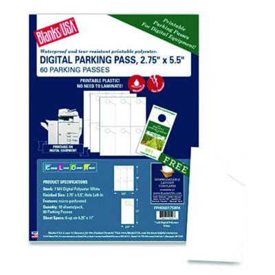 Micro-Perforated Parking Pass, 110 Lb Index Weight, 8.25 x 11, White, 6 Passes/Sheet, 50 Sheets/Pack