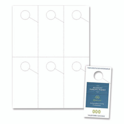 Micro-Perforated Parking Pass, 110 Lb Index Weight, 8.25 x 11, White, 6 Passes/Sheet, 50 Sheets/Pack