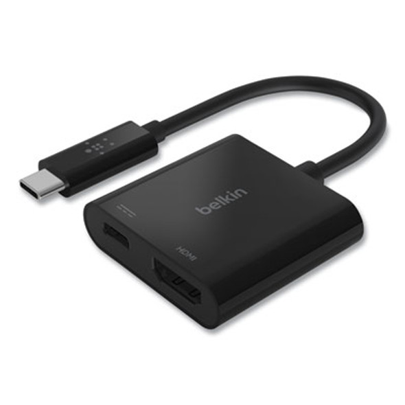 Usb-C To Hdmi + Charge Adapter, Hdmi/Usb-C(F)/Usb-C(M), 2.53", Black