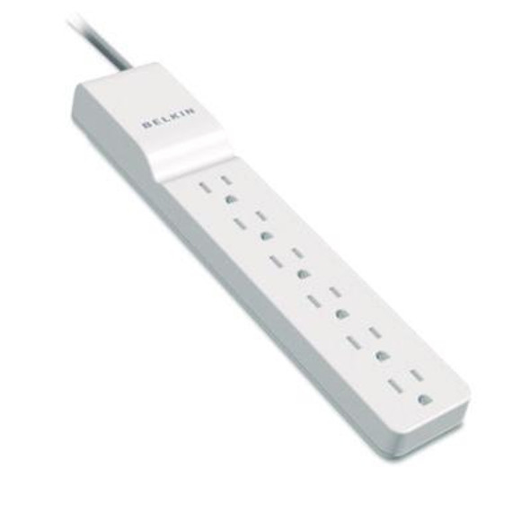 Home/Office Surge Protector, 6 Ac Outlets, 4 Ft Cord, 720 J, White