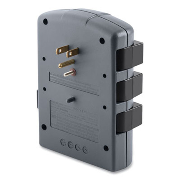 Pivot Plug Surge Protector, 6 Ac Outlets, 1,080 J, Gray