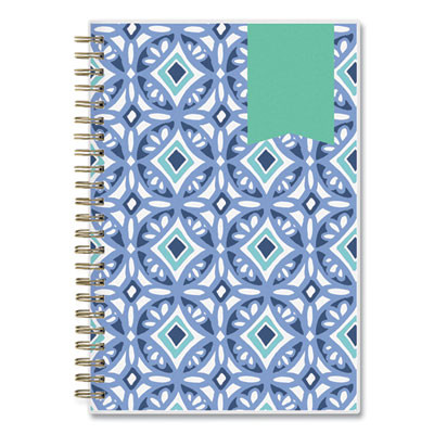 Day Designer Tile Weekly/Monthly Planner, Geometric Artwork, 8 x 5, Blue/White Cover, 12-Month (Jan To Dec): 2026