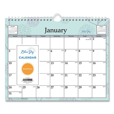 Rue Du Flore Wall Calendar, Floral Artwork, 11 x 8.75, White/Jade/Lavender Sheets, 12-Month (Jan To Dec): 2026