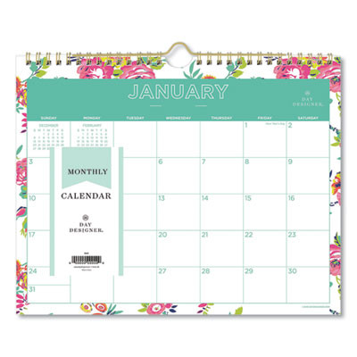 Day Designer Peyton Wall Calendar, Floral Artwork, 11 x 8.75, White/Multicolor Sheets, 12-Month (Jan To Dec): 2026