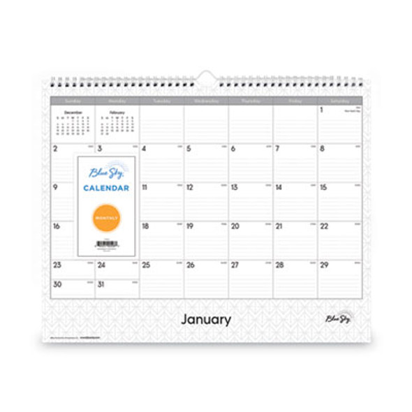 Enterprise Wall Calendar, Geometric Artwork, 15 x 12, White/Gray Sheets, 12-Month (Jan To Dec): 2026