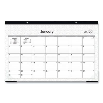 Enterprise Desk Pad, Geometric Artwork, 17 x 11, White/Gray Sheets, Black Binding, Clear Corners, 12-Month (Jan To Dec): 2026