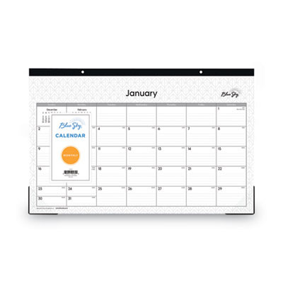 Enterprise Desk Pad, Geometric Artwork, 17 x 11, White/Gray Sheets, Black Binding, Clear Corners, 12-Month (Jan To Dec): 2026
