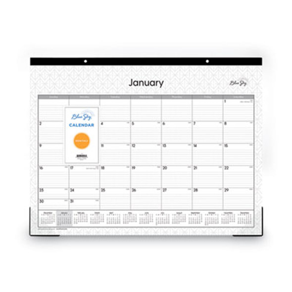 Enterprise Desk Pad, Geometric Artwork, 22 x 17, White/Gray Sheets, Black Binding, Clear Corners, 12-Month (Jan To Dec): 2026