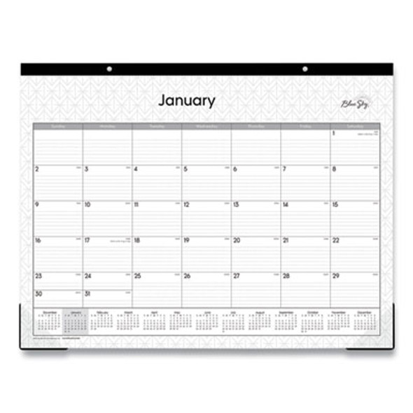 Enterprise Desk Pad, Geometric Artwork, 22 x 17, White/Gray Sheets, Black Binding, Clear Corners, 12-Month (Jan To Dec): 2026