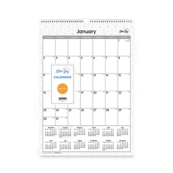 Enterprise Wall Calendar, Geometric Artwork, 12 x 17, White/Gray Sheets, 12-Month (Jan To Dec): 2026