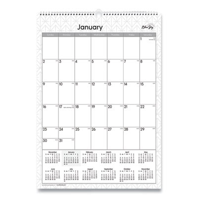 Enterprise Wall Calendar, Geometric Artwork, 12 x 17, White/Gray Sheets, 12-Month (Jan To Dec): 2026