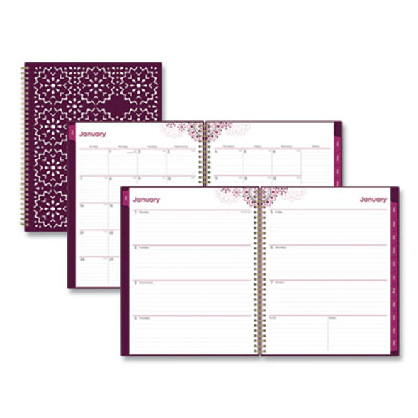 Gili Weekly/Monthly Planner, Jewel Tone Artwork, 11 x 8.5, Plum Cover, 12-Month (Jan To Dec): 2026