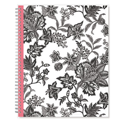 Analeis Create-Your-Own Cover Weekly/Monthly Planner, Floral, 11 x 8.5, White/Black/Coral, 12-Month (July To June): 2025-2026