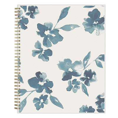 Bakah Blue Academic Year Weekly/Monthly Planner, Floral Artwork, 11 x 8.5, Blue/White Cover, 12-Month (July-June): 2025-2026