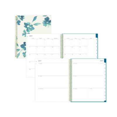 Bakah Blue Academic Year Weekly/Monthly Planner, Floral Artwork, 11 x 8.5, Blue/White Cover, 12-Month (July-June): 2025-2026