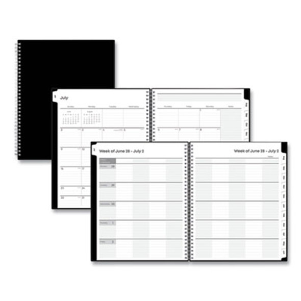 Teacher's Solid Black Weekly/Monthly Lesson Planner, 9 Classes, 11 x 8.5 Sheets, 12-Month (July To June), 2025 To 2026