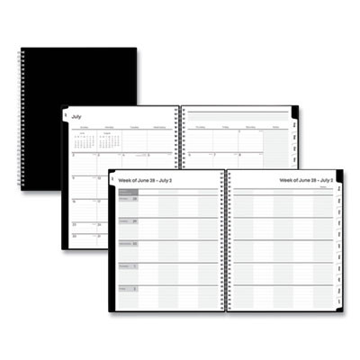 Teacher's Solid Black Weekly/Monthly Lesson Planner, 9 Classes, 11 x 8.5 Sheets, 12-Month (July To June), 2025 To 2026