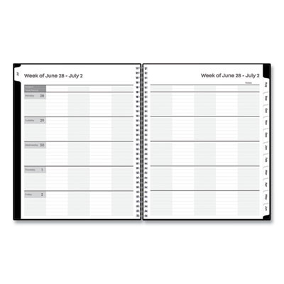 Teacher's Solid Black Weekly/Monthly Lesson Planner, 9 Classes, 11 x 8.5 Sheets, 12-Month (July To June), 2025 To 2026