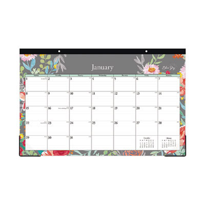 Sophie Desk Pad, Floral Artwork, 17 x 11, Multicolor Sheets, Black Binding, Clear Corners, 12-Month (Jan To Dec): 2026
