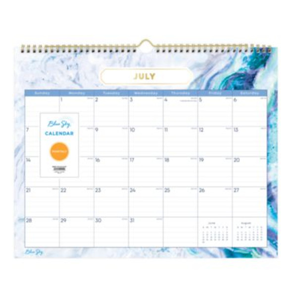 Gemma Academic Wall Calendar, Geode Artwork, 15" x 12", White/Blue Sheets, 12-Month (July To June): 2025 To 2026