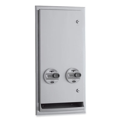 Classicseries Recessed Or Semi-Recessed Napkin/Tampon Vendor, 25 Cent Coin Mechanism, 13.88 x 7.94 x 27.88, Stainless Steel
