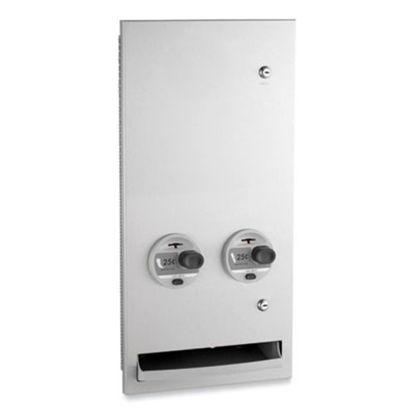 Trimlineseries Recessed Napkin/Tampon Vendor, 25 Cent Coin Mechanism, 13.88 x 7.94 x 28, Stainless Steel