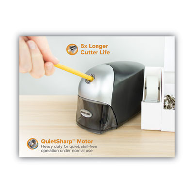 Quietsharp Executive Electric Pencil Sharpener, Ac-Powered, 4 X 7.5 X 5, Black/Graphite