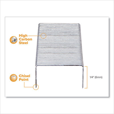 Standard Staples, 0.25" Leg, 0.5" Crown, Steel, 5,000/Box