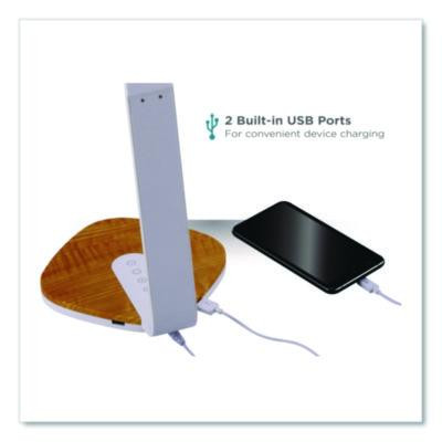 Led Desk Lamp, White/Wood