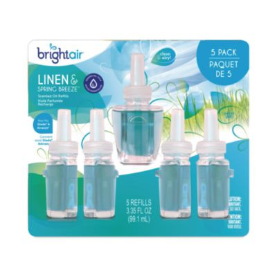 Electric Scented Oil Air Freshener Refill, Linen And Spring Breeze, 0.67 Oz Bottle, 5/Pack, 6 Pack/Carton