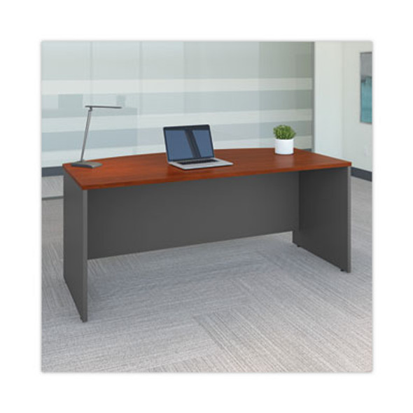 Series C Collection Bow Front Desk, 71.13" X 36.13" X 29.88", Hansen Cherry/Graphite Gray