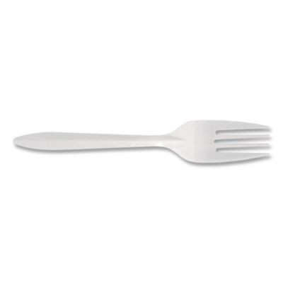 Mediumweight Polypropylene Cutlery, Fork, Plastic, White, 1,000/Carton