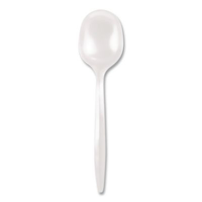Mediumweight Polypropylene Cutlery, Soup Spoon, Plastic, White, 1,000/Carton