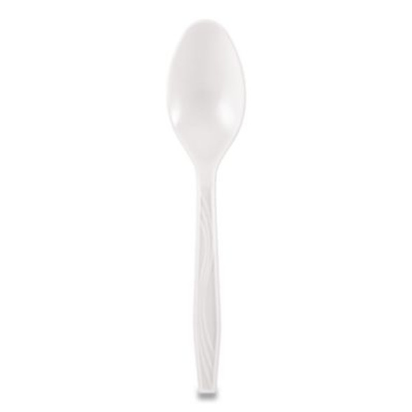 Elegant Dinnerware Heavyweight Cutlery, Spoon, Plastic, White, 500/Box