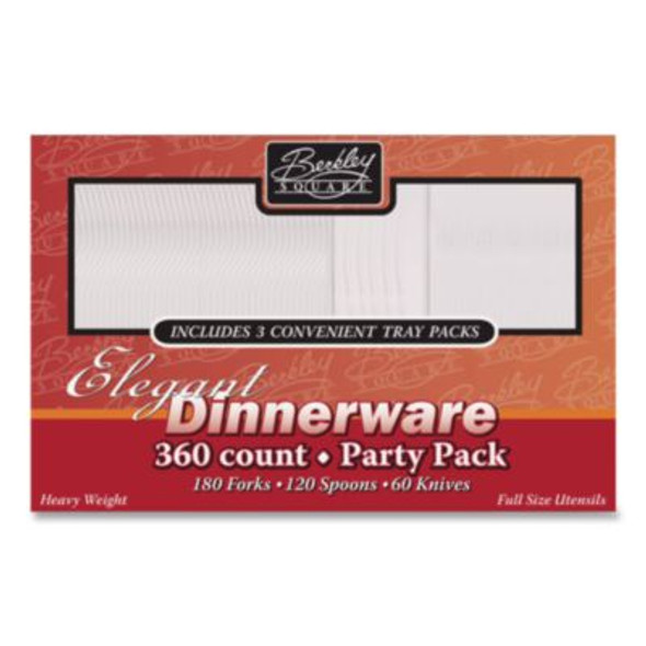 Heavyweight Party Pack, Heavyweight, Fork/Knife/Spoon, Plastic, Clear, 360/Pack