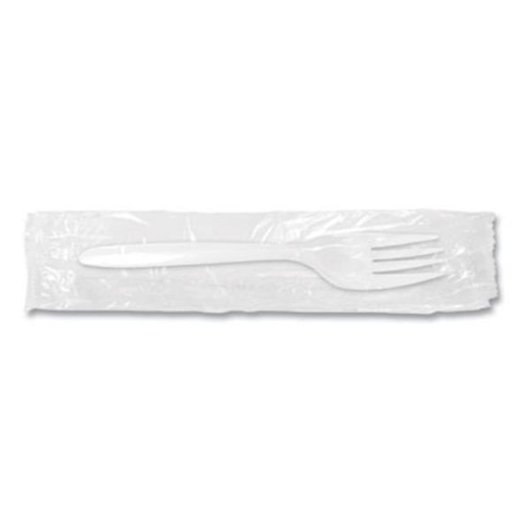 Individually Wrapped Mediumweight Cutlery, Fork, Plastic, White, 1,000/Carton