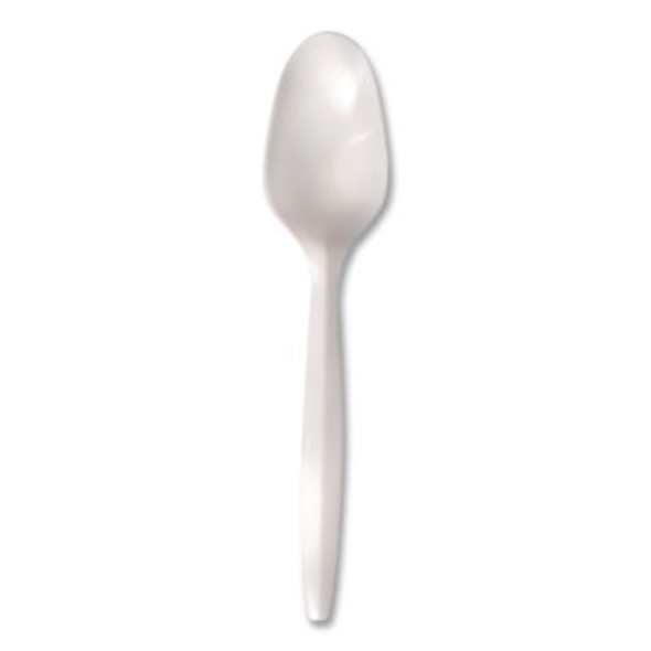 Individually Wrapped Mediumweight Cutlery, Spoon, Plastic, White, 1,000/Carton