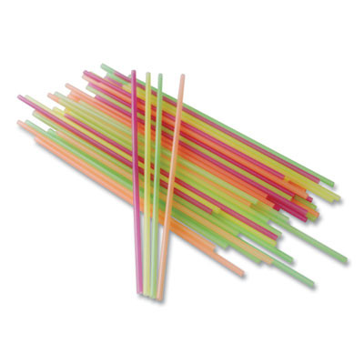 Neon Sip Sticks, 5.5" Polypropylene, Assorted Colors, 1,000/Pack