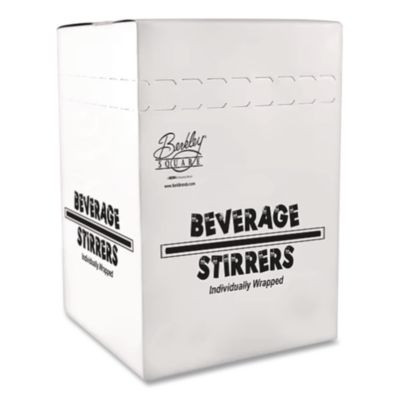 Unwrapped Round Stirrers, 7.75", Polypropylene, Black, 500/Pack