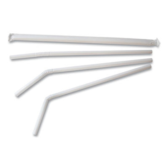 Individually Wrapped Straws, 7.75", Polypropylene, White, 400/Box