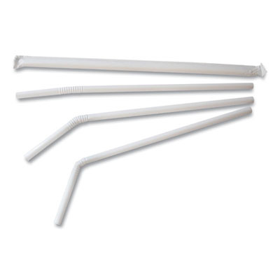 Individually Wrapped Straws, 7.75", Polypropylene, White, 400/Box