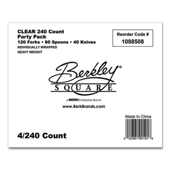 Elegant Dinnerware Heavyweight Cutlery Assortment, Heavyweight, (120) Forks/(80) Spoons/(40) Knives, Plastic, White, 240/Box