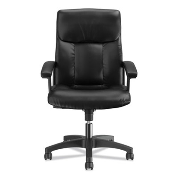 Hvl151 Executive High-Back Leather Chair, Supports Up To 250 Lb, 17.75" To 21.5" Seat Height, Black