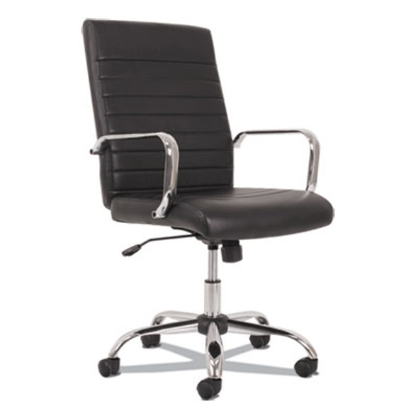 5-Eleven Mid-Back Executive Chair, Supports Up To 250 Lb, 17.1" To 20" Seat Height, Black Seat/Back, Chrome Base
