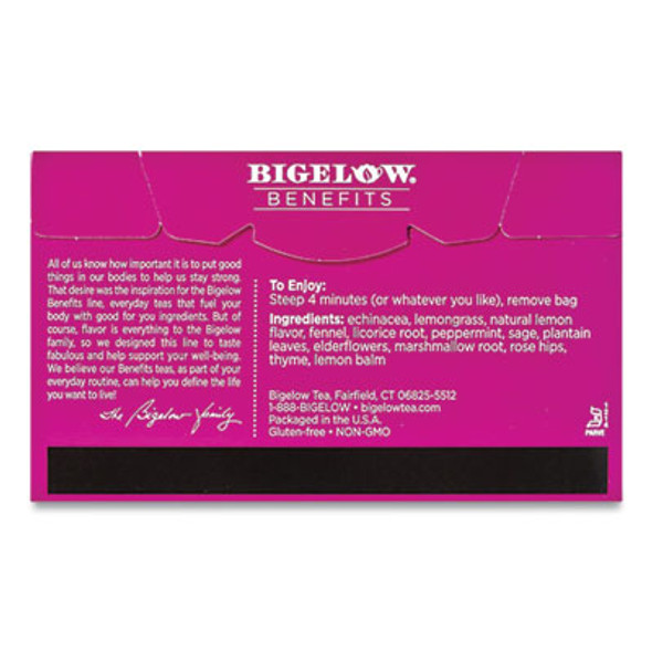 Benefits Lemon And Echinacea Herbal Tea Bags, 0.6 Oz Tea Bag, 18/Box