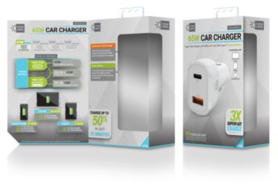 Pd Car Charger, 60 W, Two 2 A Ports, White