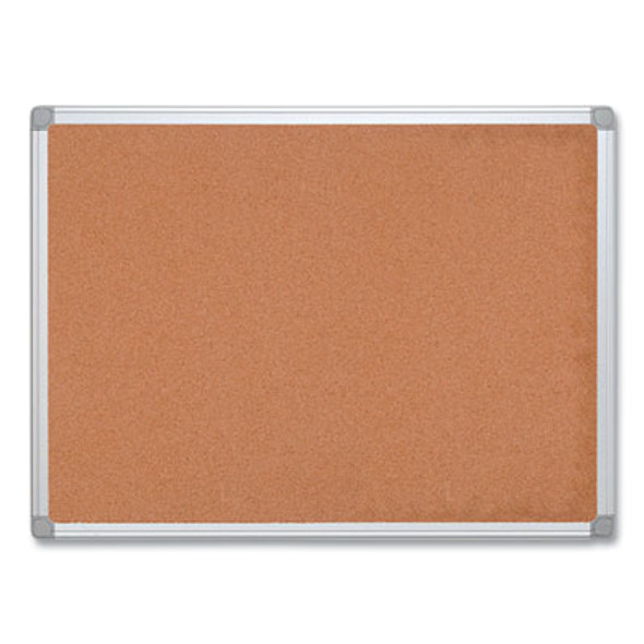 Earth Cork Board, 24" x 18", Tan Surface, Satin Aluminum Frame