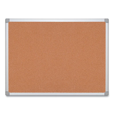 Earth Cork Board, 36" x 24", Tan Surface, Satin Aluminum Frame